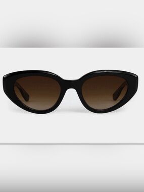 NEW KREWE Irene Cat Eye Black + Black Crystal Lense Sunglasses 90s